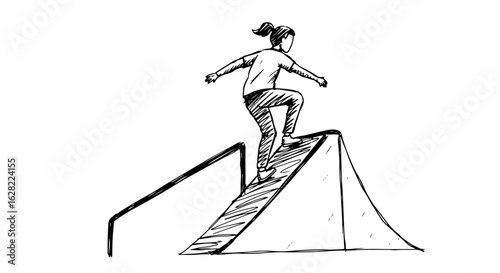 Determination and success concept with person climbing ramp for motivational design