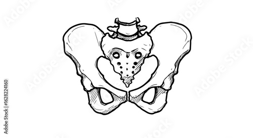 Detailed anatomical illustration of human pelvis bone for medical and educational design