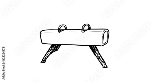 Artistic sketch of gymnastics pommel horse for sports inspiration and design