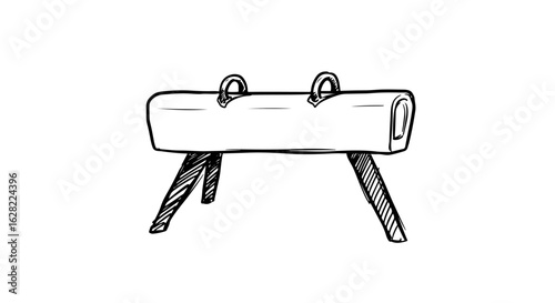 Pommel horse gymnastics equipment sketch for artistic design