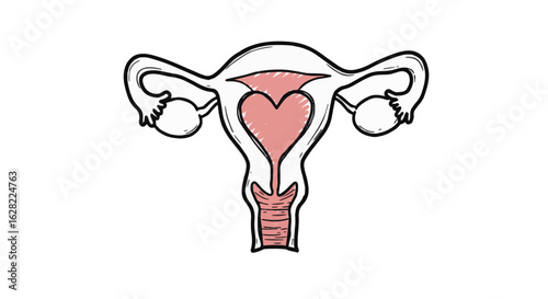 Artistic representation of uterus with heart shape embodying love and health