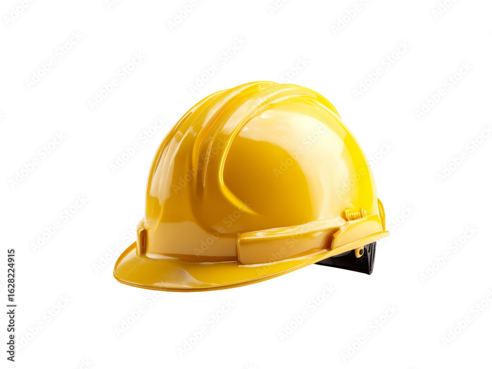 Fototapeta premium Bright yellow hard hat safety helmet construction work, Isolated On White Background, Png Transparent