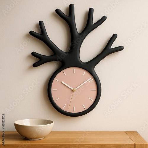wall clock shaped like a tree branch silhouette