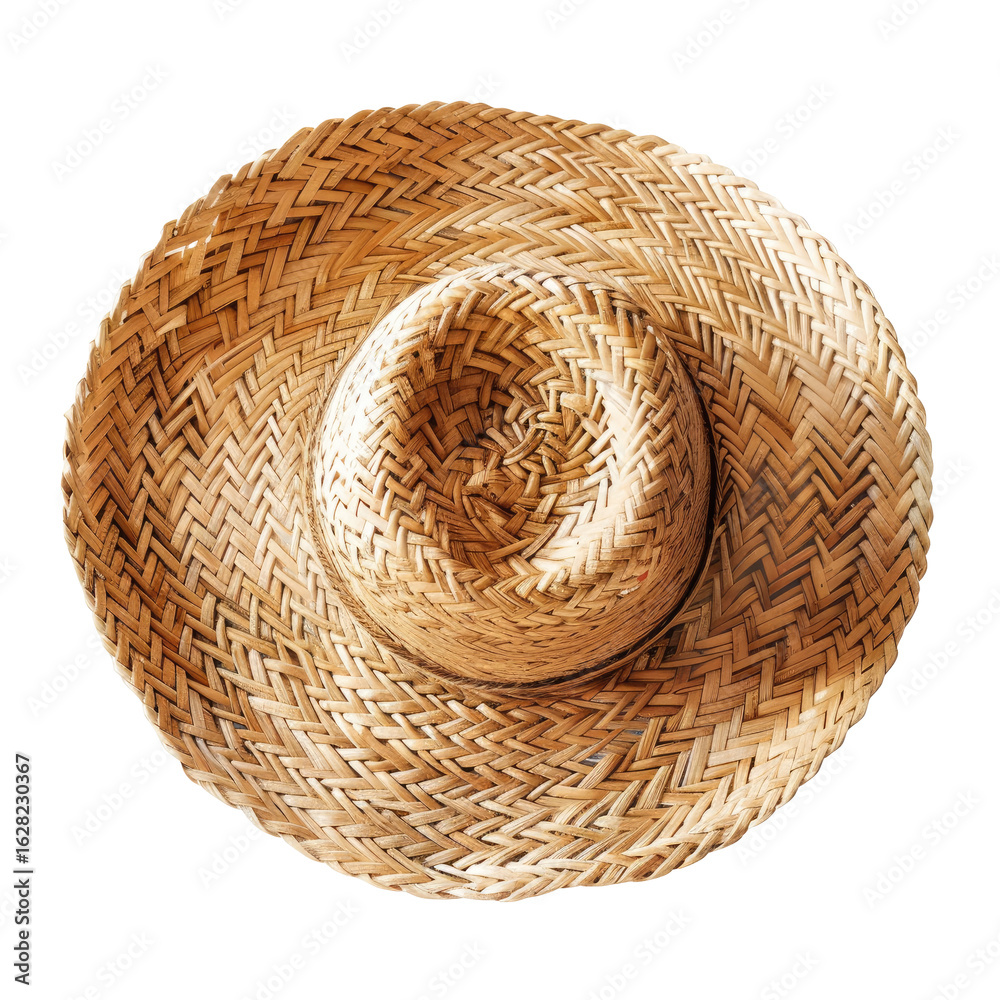 Fototapeta premium Round straw hat, top view
