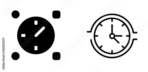 Flat Design Clock and Time Icons Set Vector