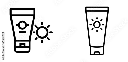 Zinc Oxide Sunblock Cream Tube Outline Vector Icon