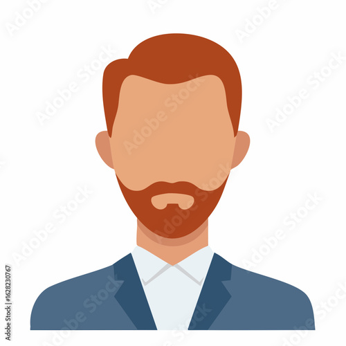 Faceless businessman with red hair and beard. Corporate user avatar and professional profile icon vector.