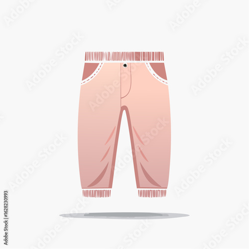 Adorable light pink baby trousers with elastic waistband and fringed cuffs