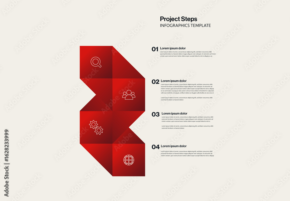 Project Steps Minimal Design Infographic Template with connected 3D ...