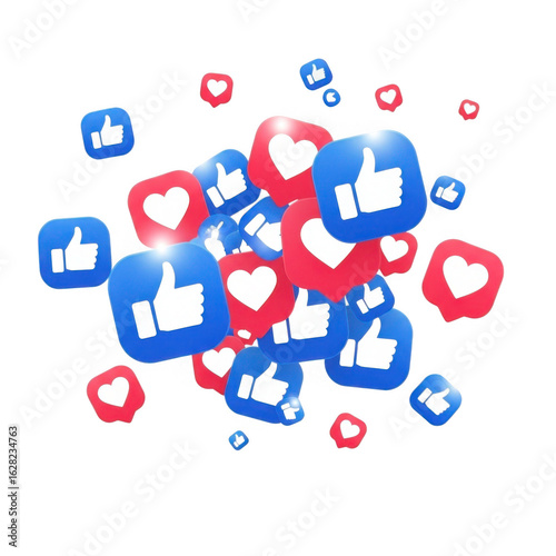 Social media engagement icons in motion