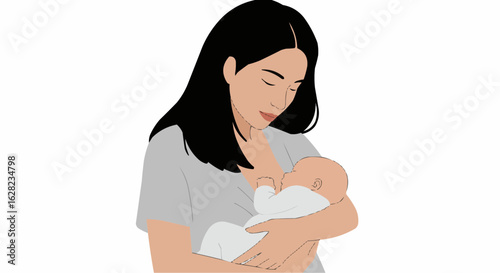Mother breastfeeding her baby, representing maternal bonding and nurturing.