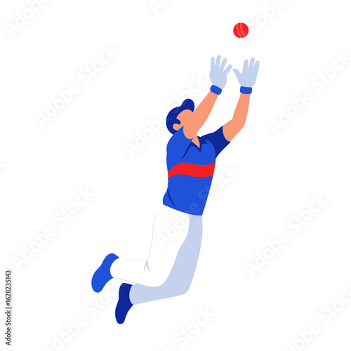 Cricket Player Catching Ball