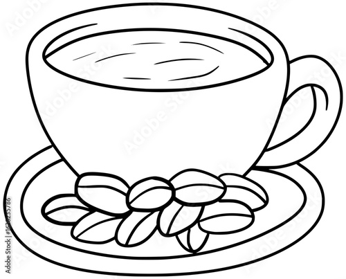 Colombian Coffee Vector Outline Line Art Drawing