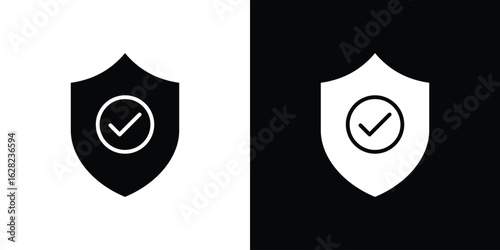 Shield check mark icon design. vector graphics in flat.