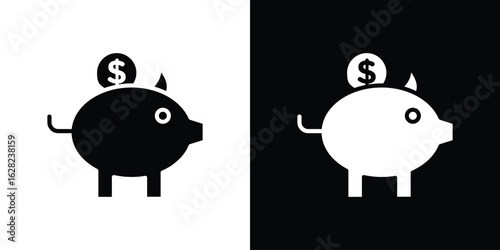 Piggy bank icon design. vector graphics in flat.