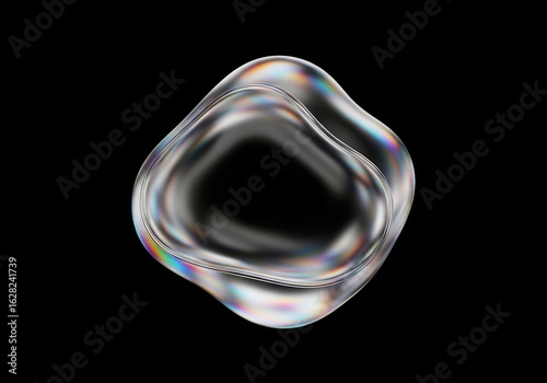 Iridescent Aqueous Structure on Black Background - Sleek Fluidity