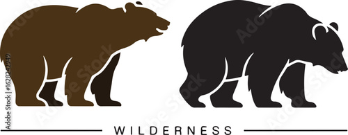 Brown and black bears walking side by side vector