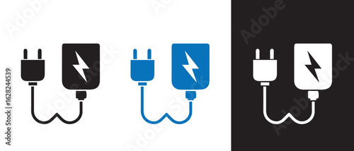Electric Plug and Socket Icons. Power Connection Symbols in Multiple Color Variations.