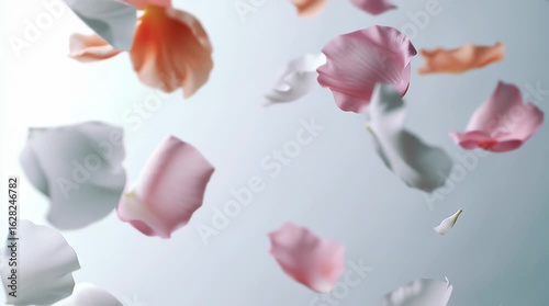 Wallpaper Mural Soft Pastel Petals Gently Falling on a Serene Light Background, Evoking Beauty and Romance Torontodigital.ca