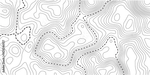  Design illustration for wall art, fabric, packaging, web, banner, wallpaper. Abstract mountain terrain map background with abstract shape line texture. 
