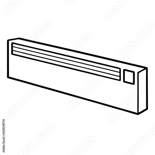 Long Narrow Baseboard Heater Illustration Wall Mounted Heating Element Design for Interior Spaces