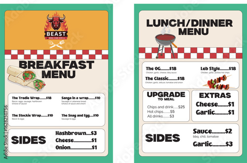 Vintage Retro Style Restaurant Menu Template