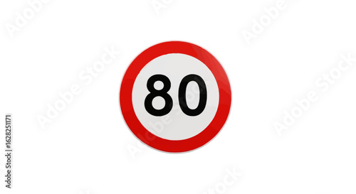 Isolated illustration of a maximum speed limit 80 road sign, a regulatory traffic icon AIzaSyA4MiyLO_iMNz9cmtUvUYng6zwvjaqQWt8 for road safety.