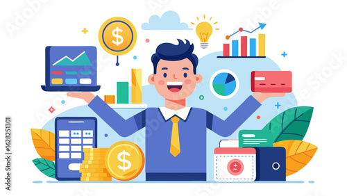 Financial Success and Money Management Vector – Investment Growth, Budgeting, and Wealth Concept