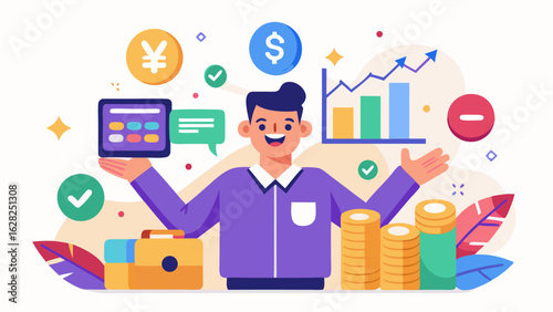 Financial Success and Money Management Vector – Investment Growth, Budgeting, and Wealth Concept