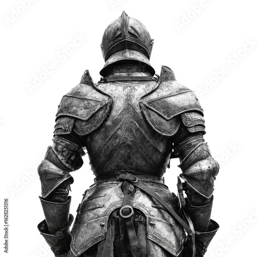Rear view of full armor on transparent background