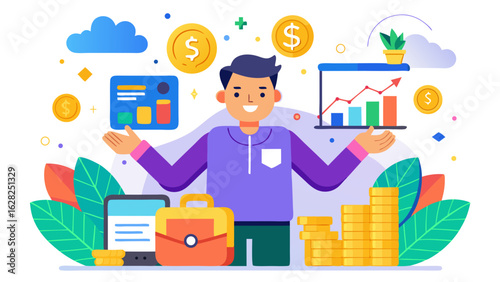 Financial Success and Money Management Vector – Investment Growth, Budgeting, and Wealth Concept