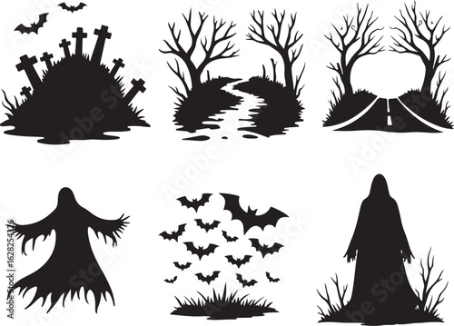 Spooky Halloween elements for scary invitations and themed decorations