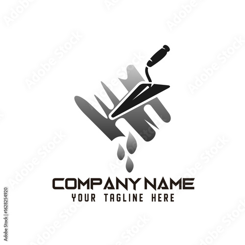 Black spatula vector logo template for home repair services or construction companies.