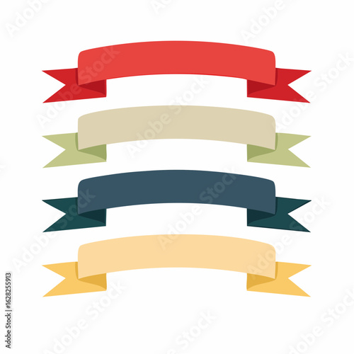 A set of four colorful ribbon banners in a flat design style. Versatile graphic elements for titles, text, and decoration. Free Download A set of four colorful ribbon banners in a flat design style. Versatile graphic elements for titles, text, and decoration. - GFXLoad