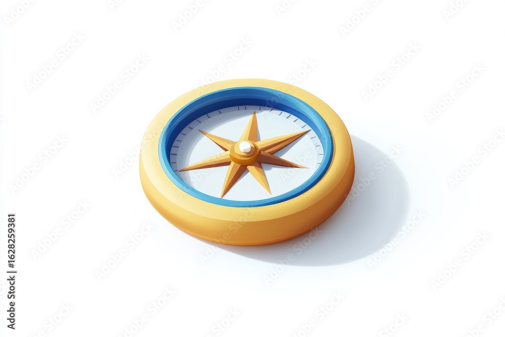 3D compass icon, gold, blue 3D compass icon, gold, blue
