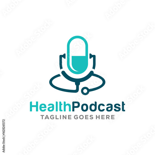 Health podcast logo modern illustration.  creative vector icon logo