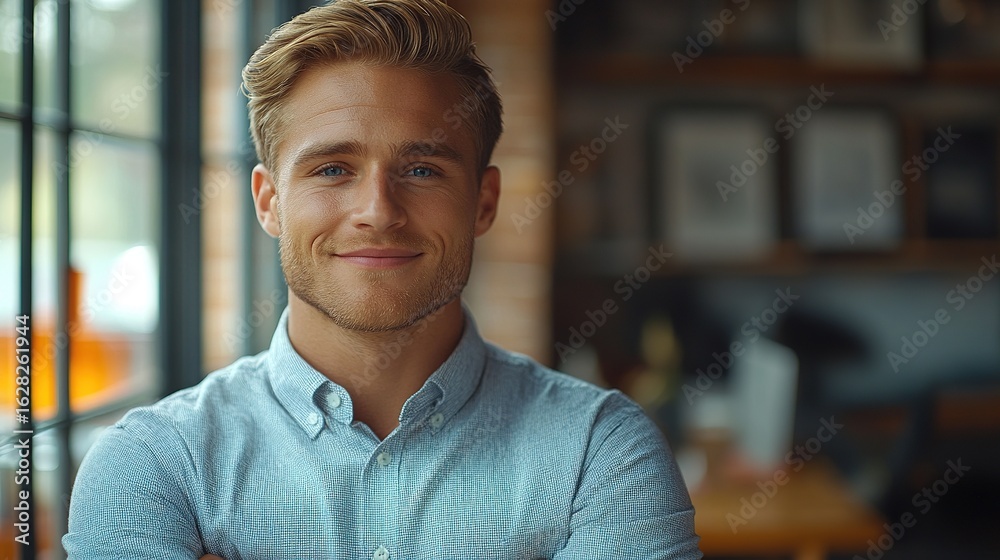 Fototapeta premium Professional male Workplace Portrait, for Corporate Promotion, Business Resume, Workplace Social Scenarios