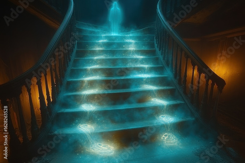 Light shining down a staircase.