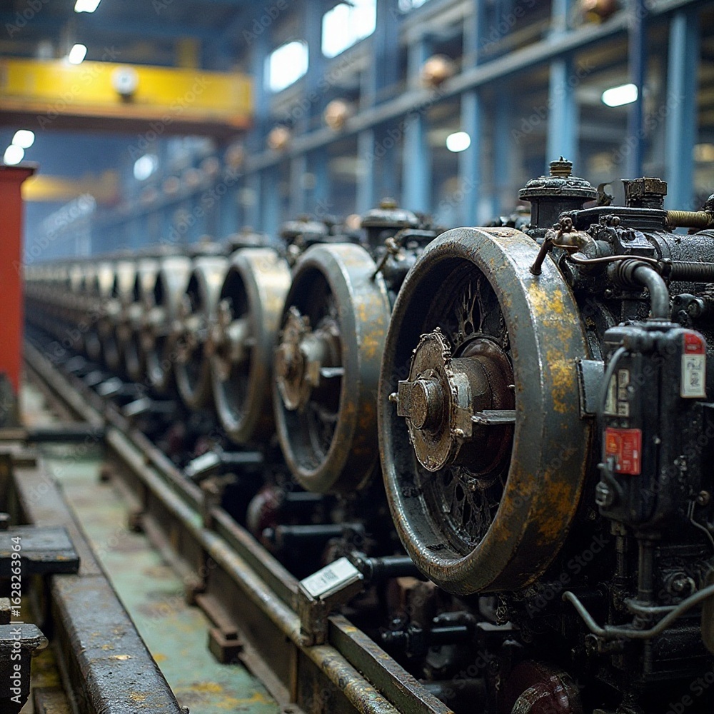 Fototapeta premium ship engines under construction AI generated