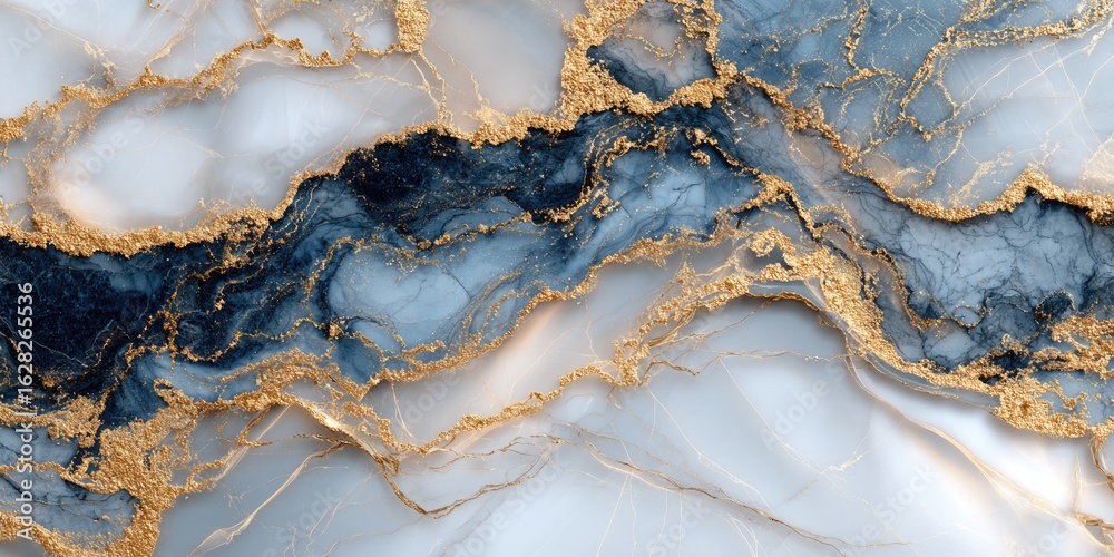 Fototapeta premium Abstract marbled design with gold flecks and blue tones