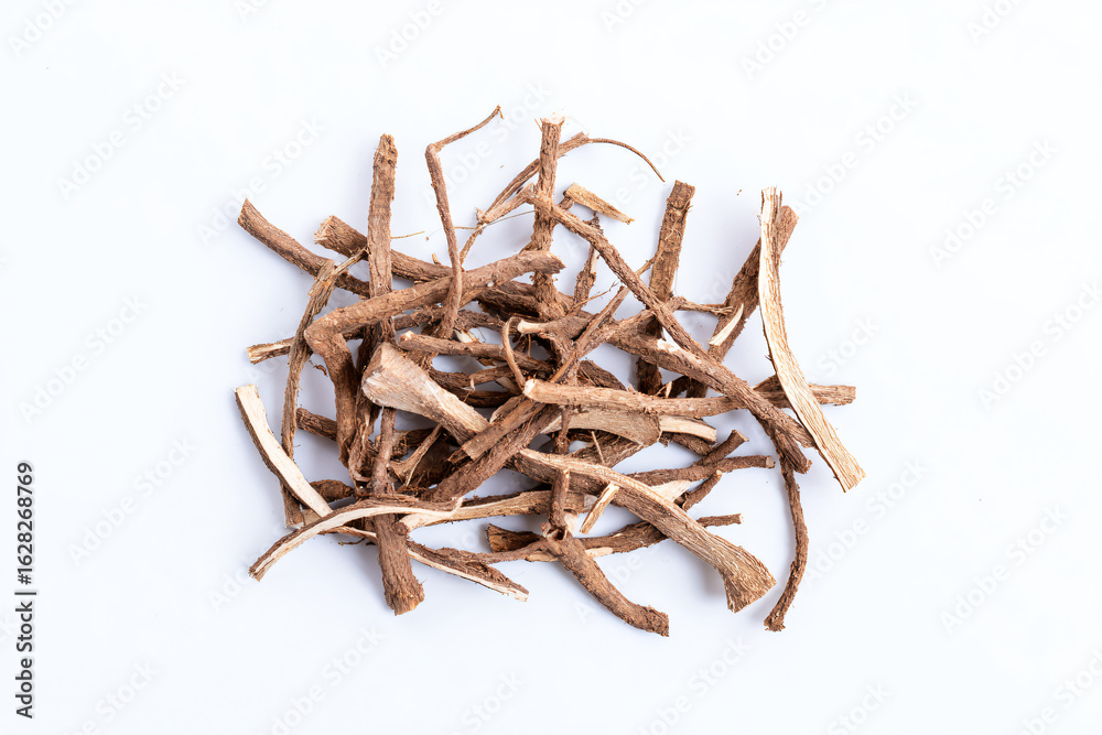Fototapeta premium a pile of dried wood chips on a white surface