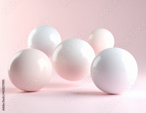 Wallpaper Mural Abstract composition of pastel-colored spheres on a soft pink background. Torontodigital.ca