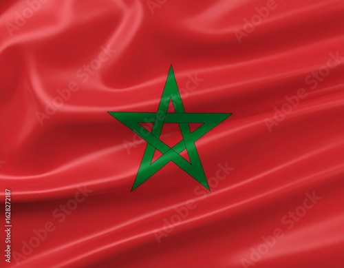 Wallpaper Mural Draped Moroccan flag, red background, green star and crescent. Torontodigital.ca