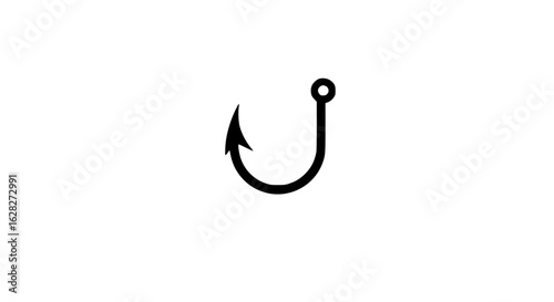 Single fishing hook minimalist black and white