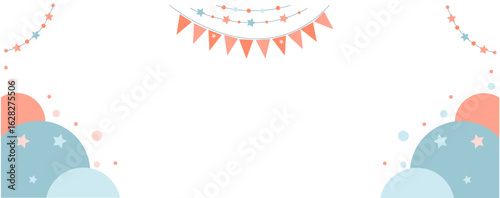 Template for a simple cute style congratulatory banner on the occasion of a child's birth with a blank space for text
