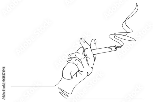 continuous line drawing of hand with cigarette vector illustration 3