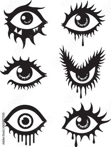 Eye-catching set of trendy occult eyes with unique designs for your project