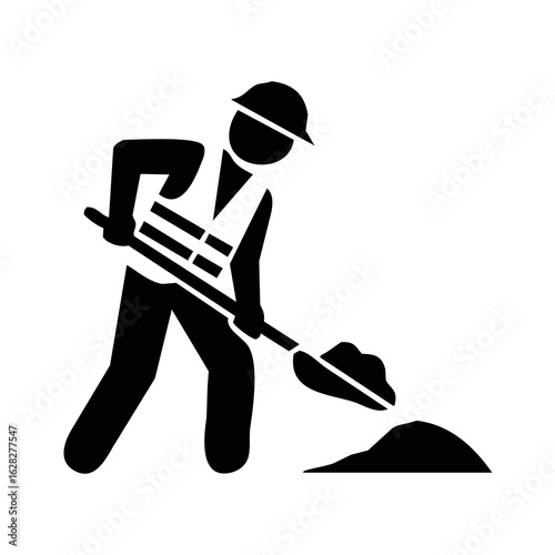 black and white silhouette icon of a construction worker