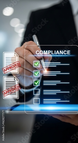 Achieve Business Success By Diligently Marking Compliance Checklists As Approved On A Digital Interface