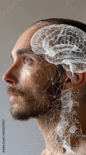 illustrating of a human brain on a human body. Use visual elements that represent these functions